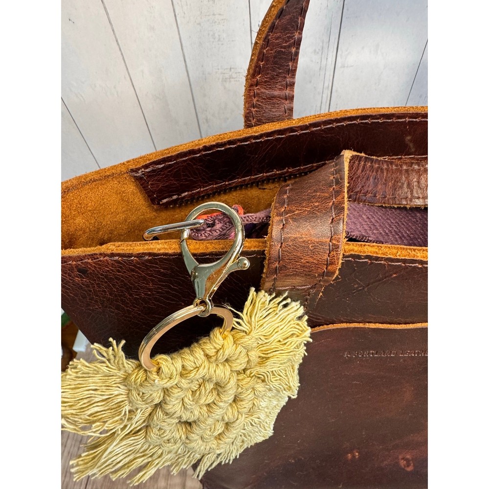 Tan Macrame Feather Bag Charm Macrame Boho Neutral Accessories Fast Ship