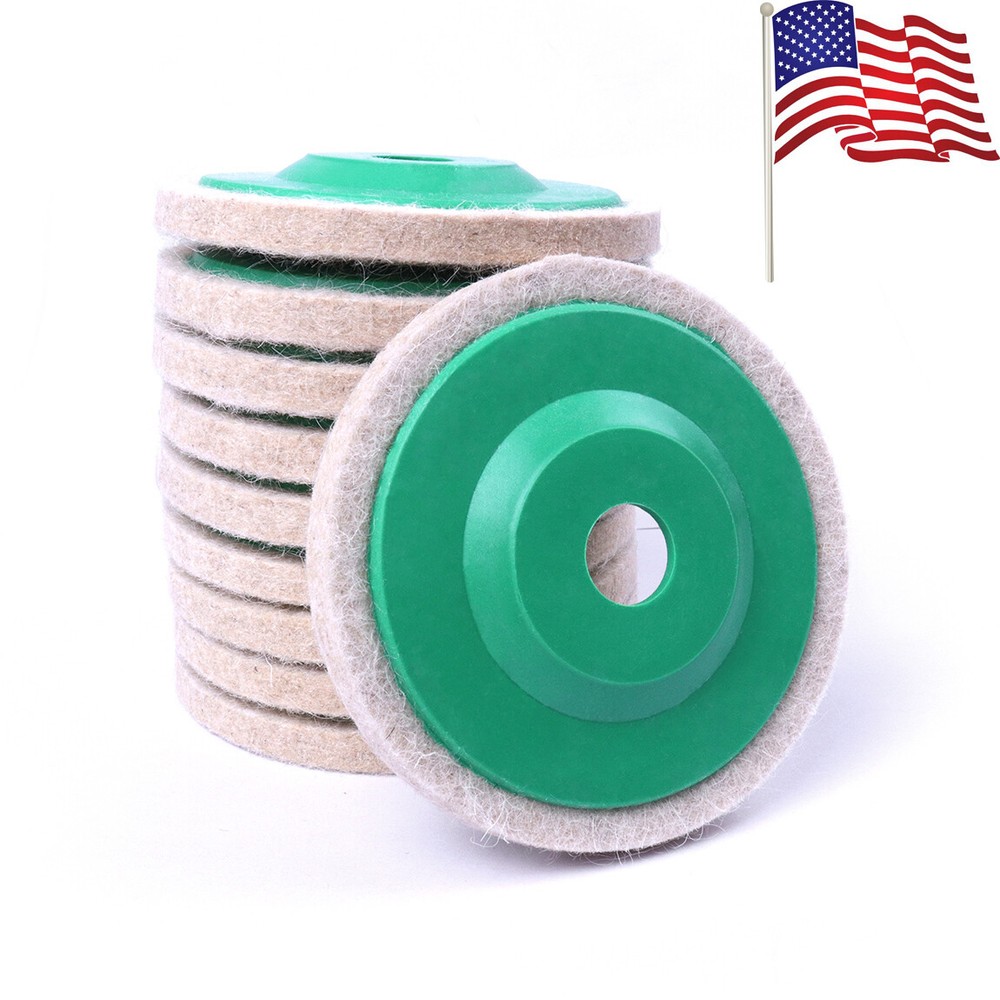 US 10PCS 4" 100mm M16 Soft Wool Buffer Pad Grinder Polishing Buffing Wheel