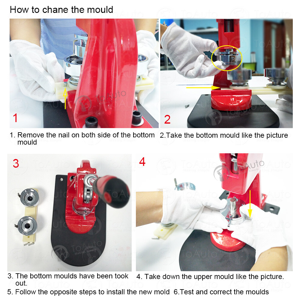 ToAuto DIY Interchangeable Mould for Round Button Maker Badge Machine 25/32mm
