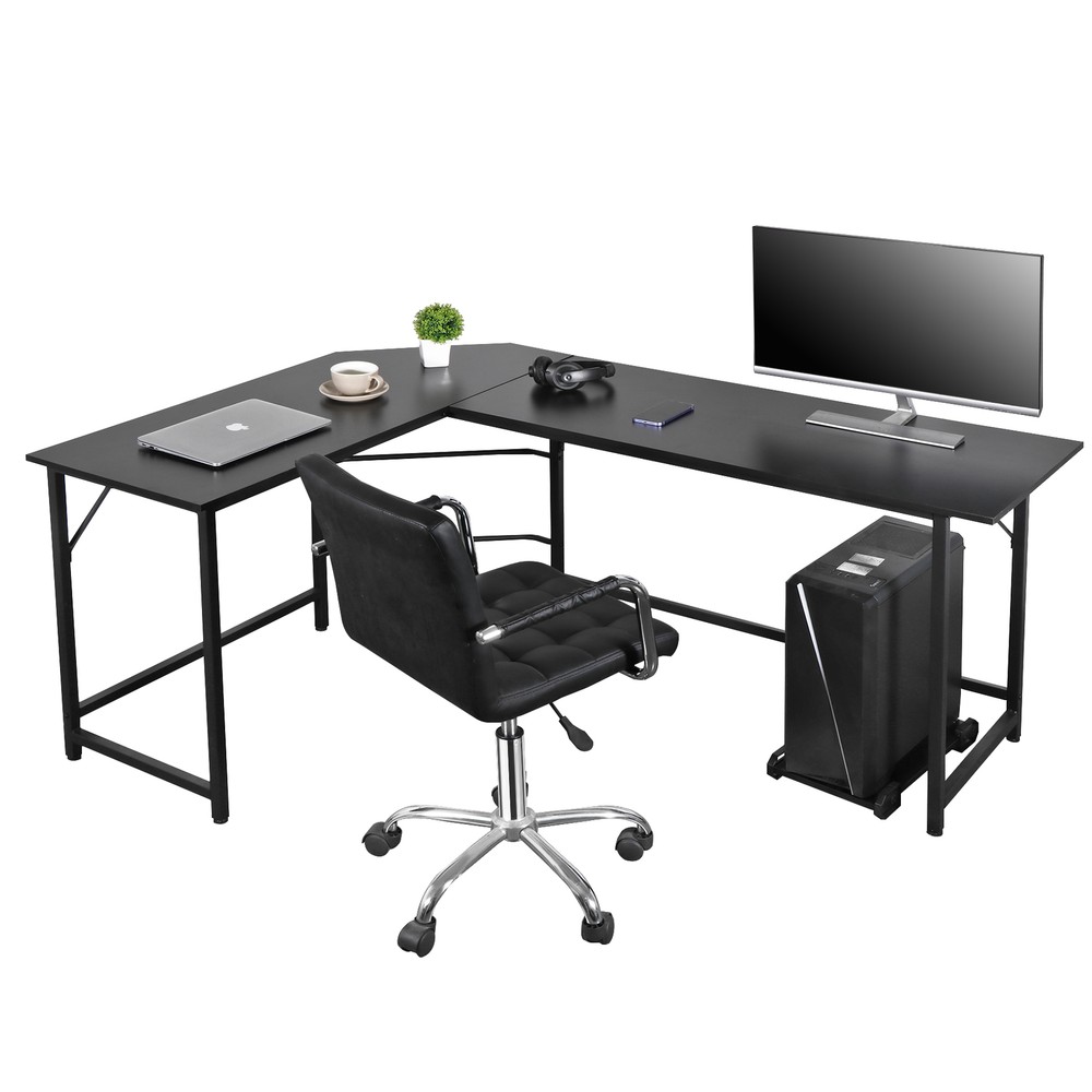 66" L-Shaped Computer Desk Large Workstation Home Office PC Stand Modern
