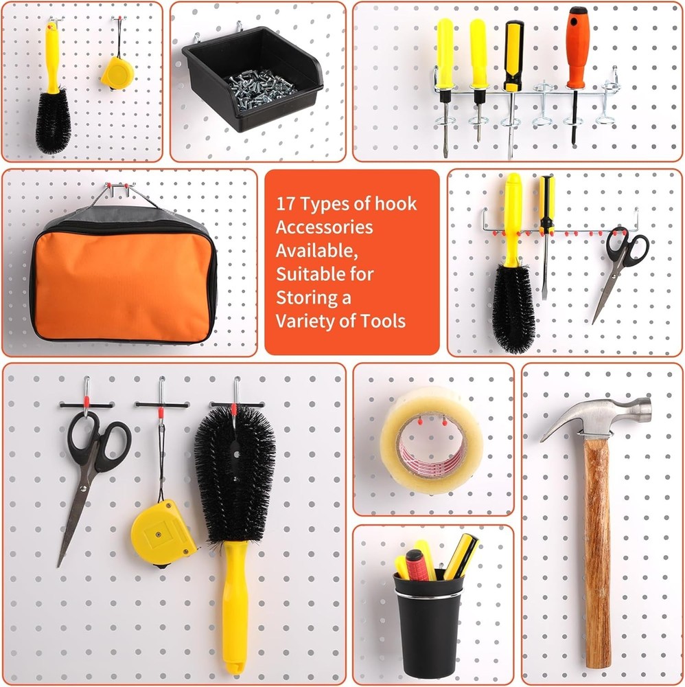 Durable Rust-Resistant Pegboard Hooks Set - 240 Count for Garage and Workshop
