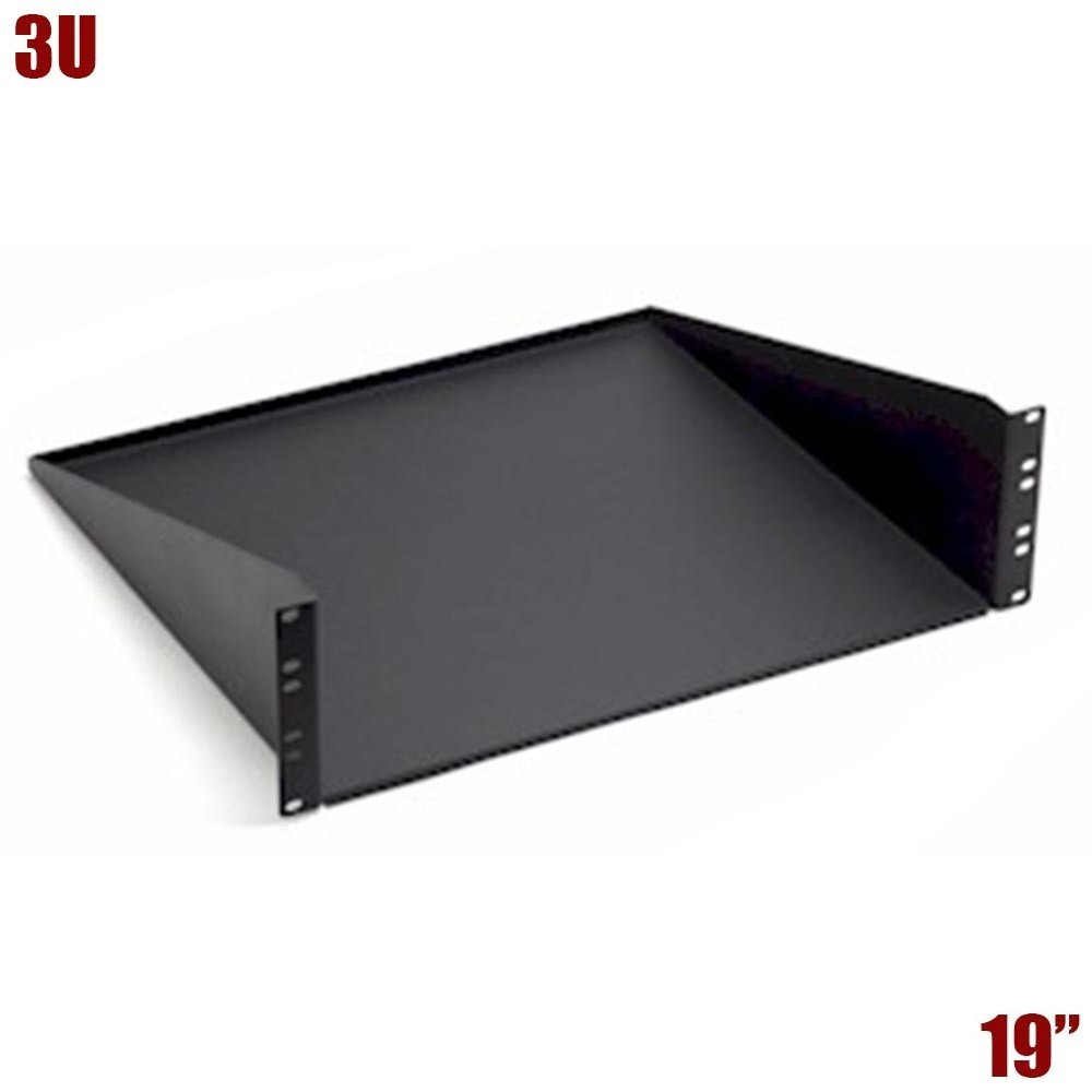 3U 19" Cantilever Server Shelf Shelves Rack Mountable 16" Depth Steel Black