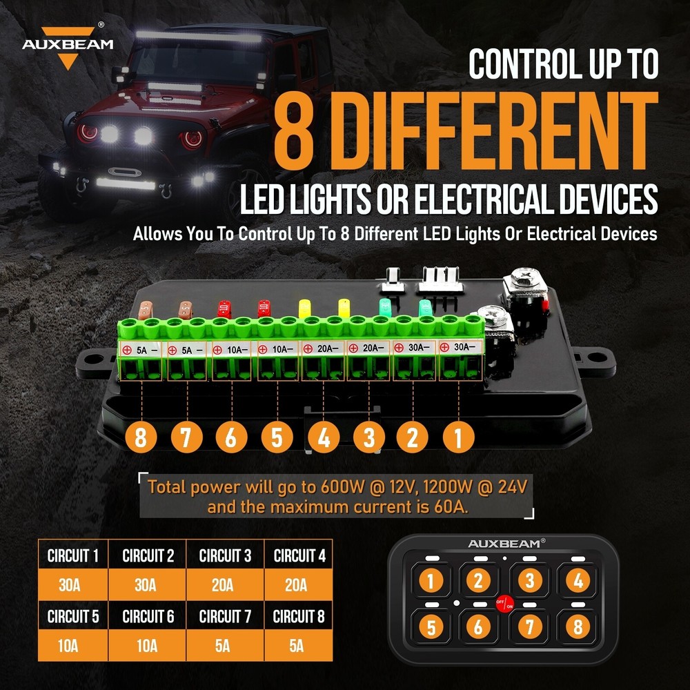 For Can Am Maverick X3 ATV UTV AUXBEAM 8 Gang Switch Panel On-Off Control System