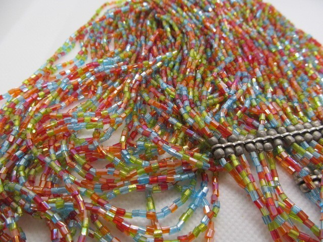Vintage Bohemian Heavy Rainbow Multi Layer Bead Graduated Layer Necklace
