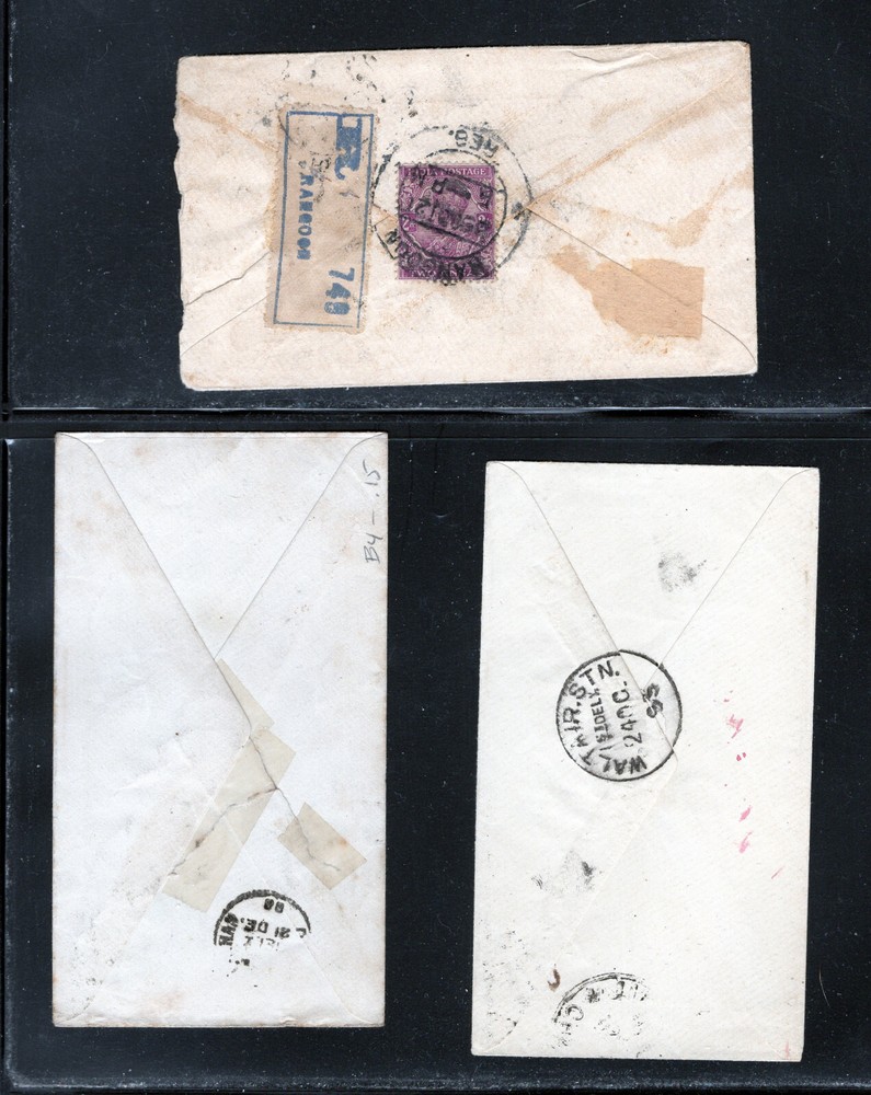 India 3 postal envelopes, one registered
