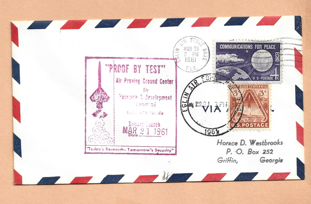 PROOF BY TEST BOMARC LAUNCH MAR 21,1961 EGLIN AFB   SPACE  COVER