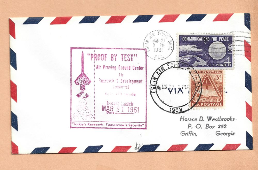 PROOF BY TEST BOMARC LAUNCH MAR 21,1961 EGLIN AFB SPACE COVER