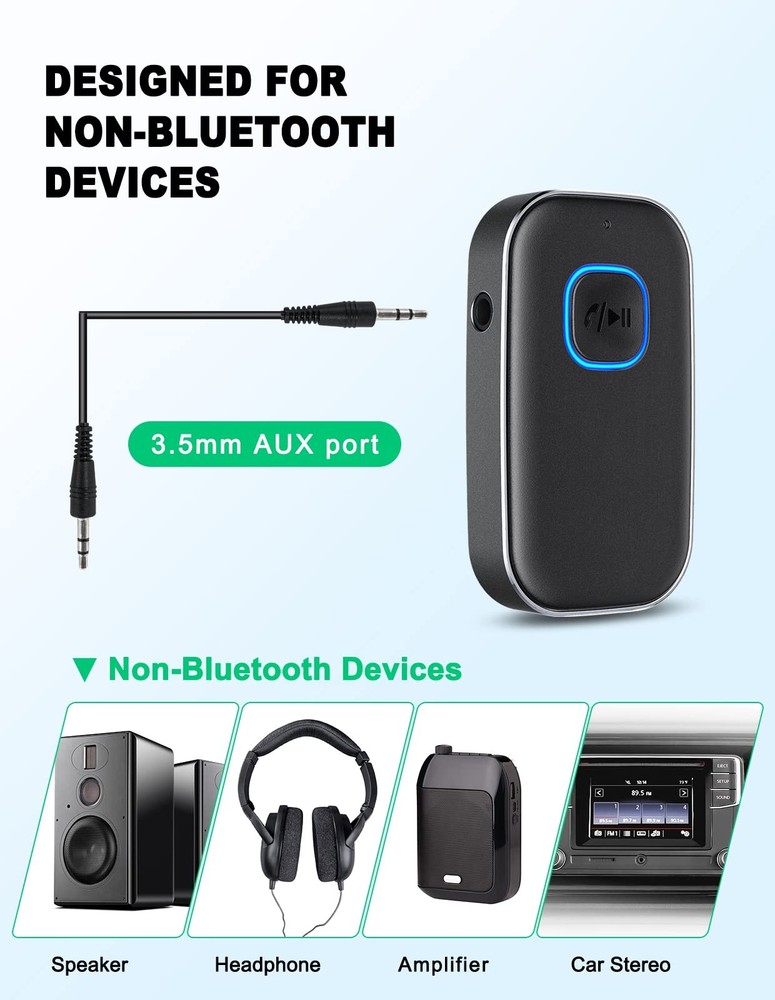 COMSOON Bluetooth AUX Adapter for Car, Noise Reduction Small, All Black