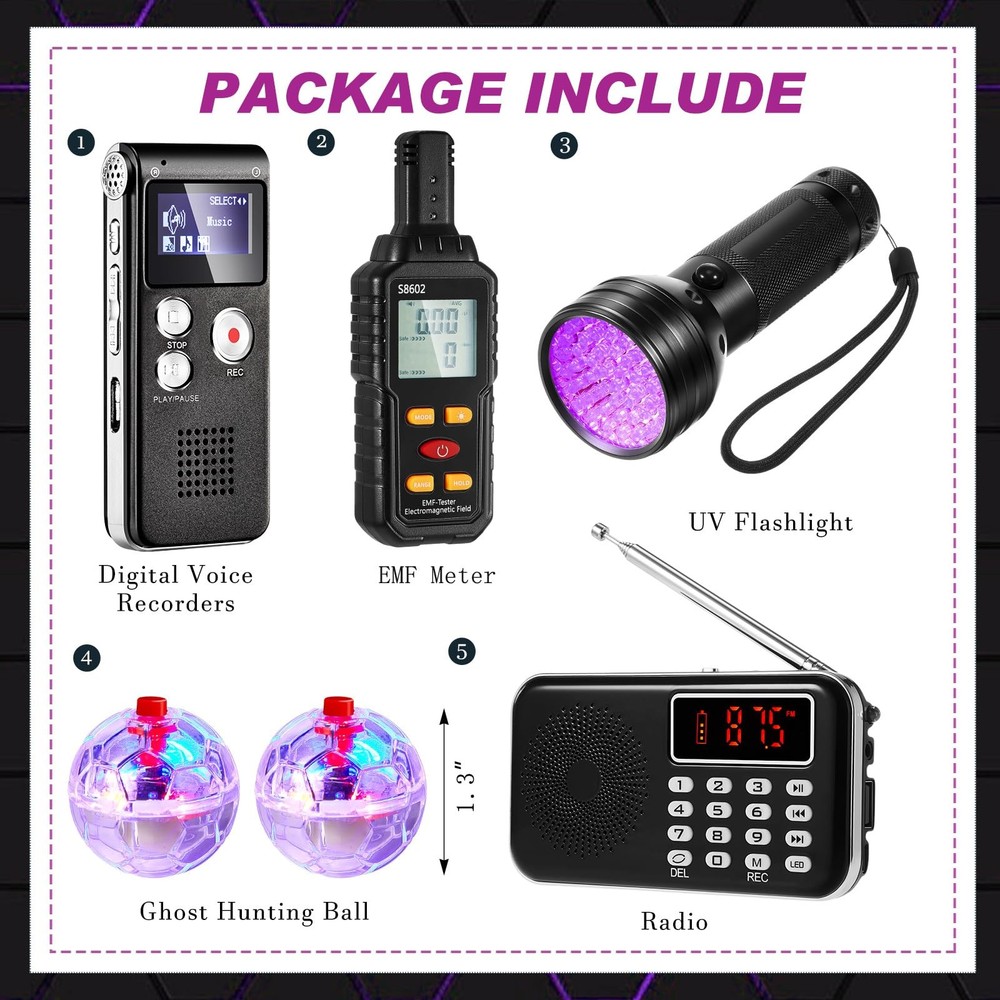 Dunzy 6 Pcs Ghost Hunting Equipment Kit Includes 1 Electromagnetic...