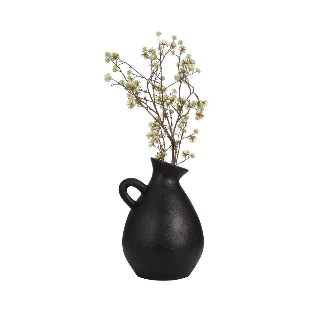 19 In. Black Terra Cotta Pitcher Decorative Vase