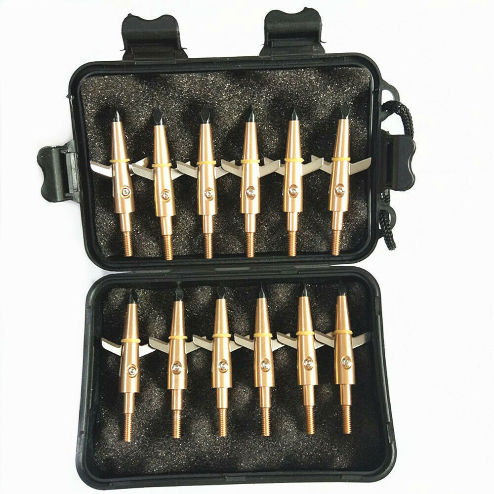 12Pc 100Gr Hunting Broadheads Hunter Mania Sharp Blade Compound Bow Crossbow Tip