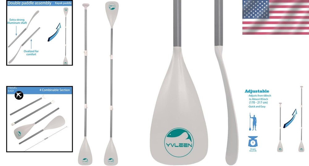 Adjustable 4-Piece SUP Paddle - Lightweight Aluminum Paddleboard Paddle