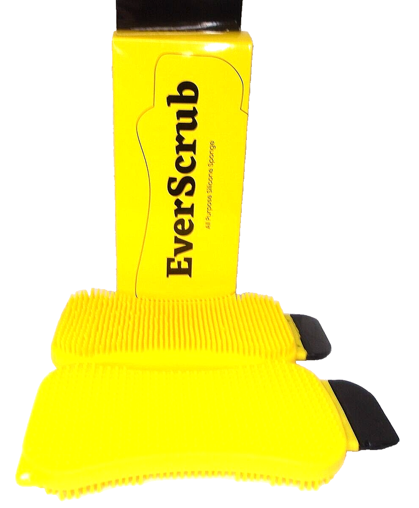 NEW!! EverScrub All Purpose Silicone Sponge, 2 Pack, Reusable, Yellow