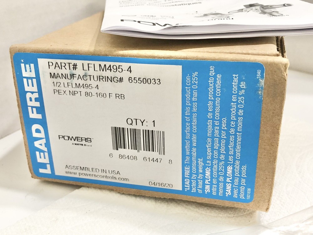 POWERS LFLM495-4 HydroGuard thermostatic tempering Valve