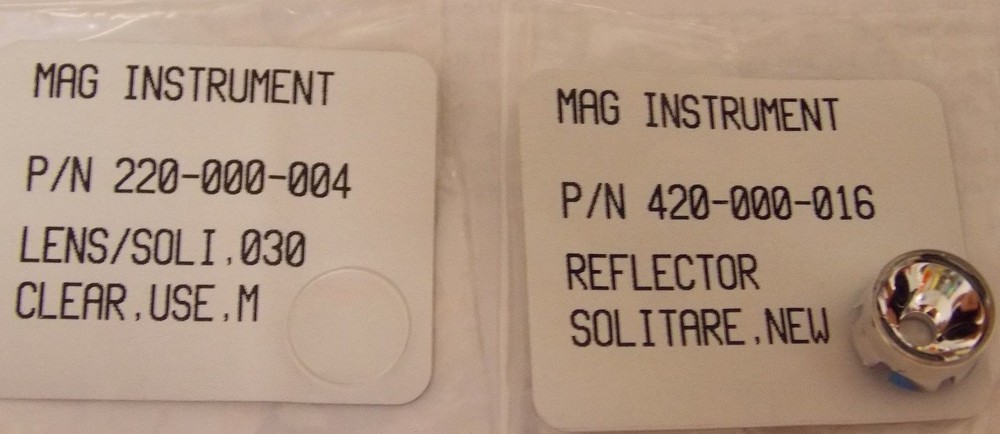 Authentic "AAA" Mini Maglite Solitaire Replacement Reflector and Lens Set