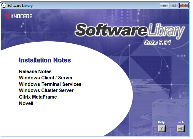 Kyocera Software Library Printer Driver, Driver Tool, Network/ Scanner Utilities