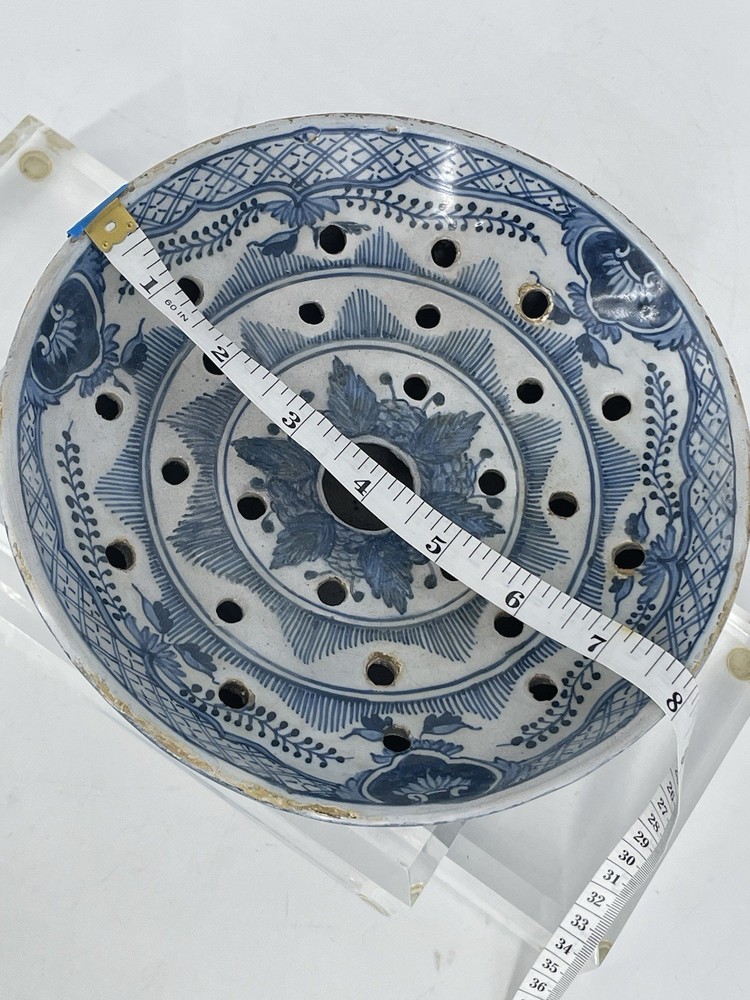 Delft Blue and White Berry Colander Strainer (Restored)