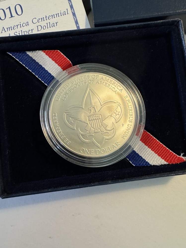 2010- Boy Scouts Centennial Silver Dollar Coin COA OGP 90% Silver Uncirculated