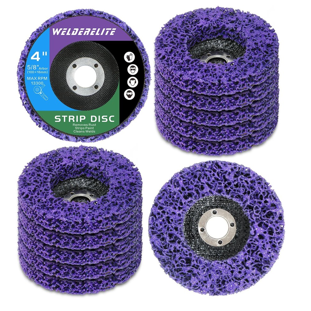 WelderElite 12-Pack 4" Purple Paint Stripping Discs for Angle Grinder