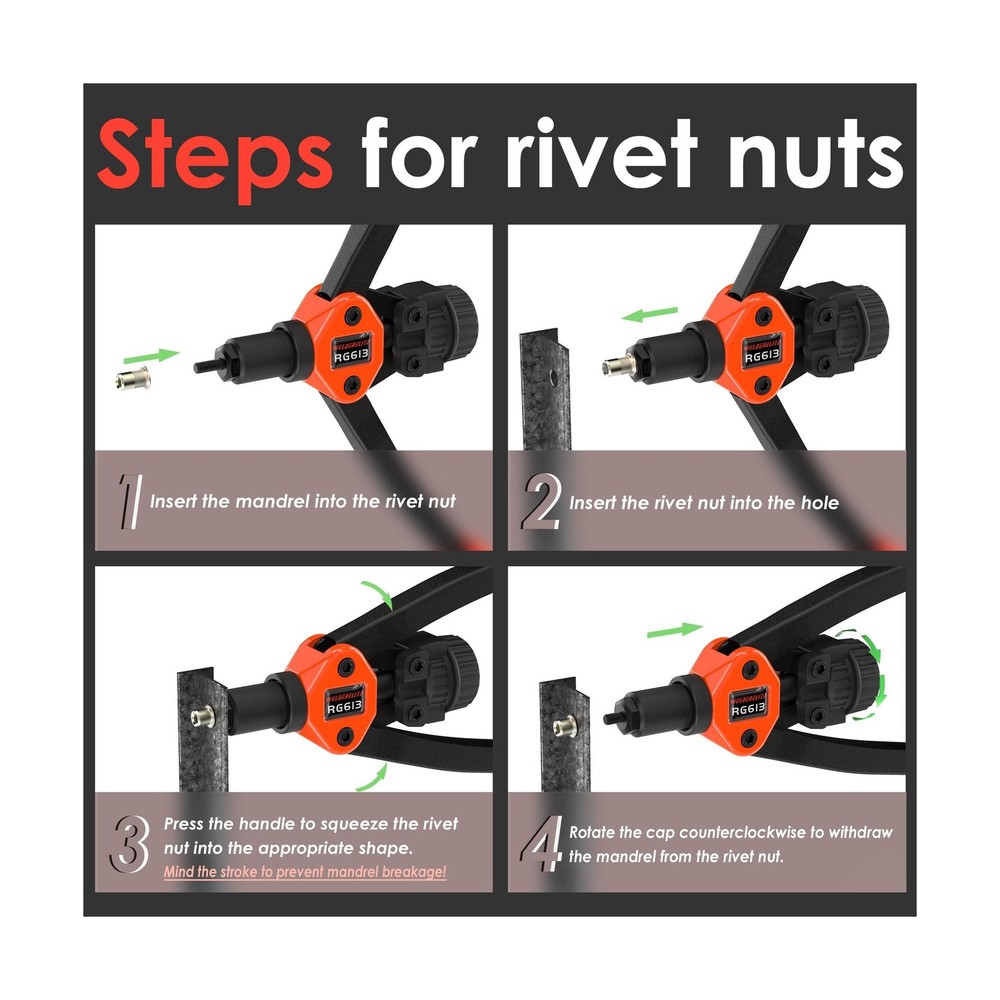 Dual-Function Rivet Nut Tool Rivet Gun Kit Including 405 pcs Rivet Nuts Blind...