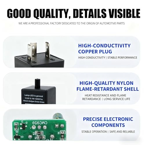 CF13 LED Electronic Flasher Relay, 12V 3 Pin 0.02A-20A Adjustable Black