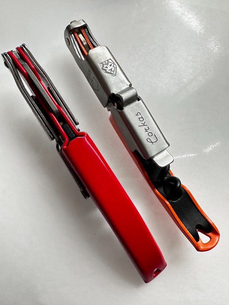 (2) CORKAS Orange/Red 2-Step Waiters Corkscrews Wine Key Openers