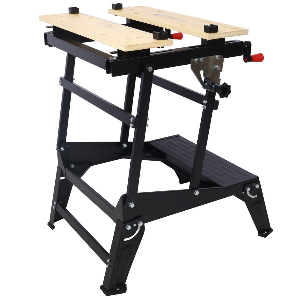 Portable Foldable Workbench, 550 lb Capacity, Adjustable Jaws & 4 Rotating Pins