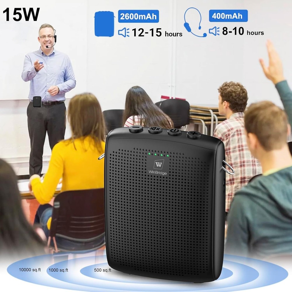 Lightweight Wireless Voice Amplifier & Microphone Set