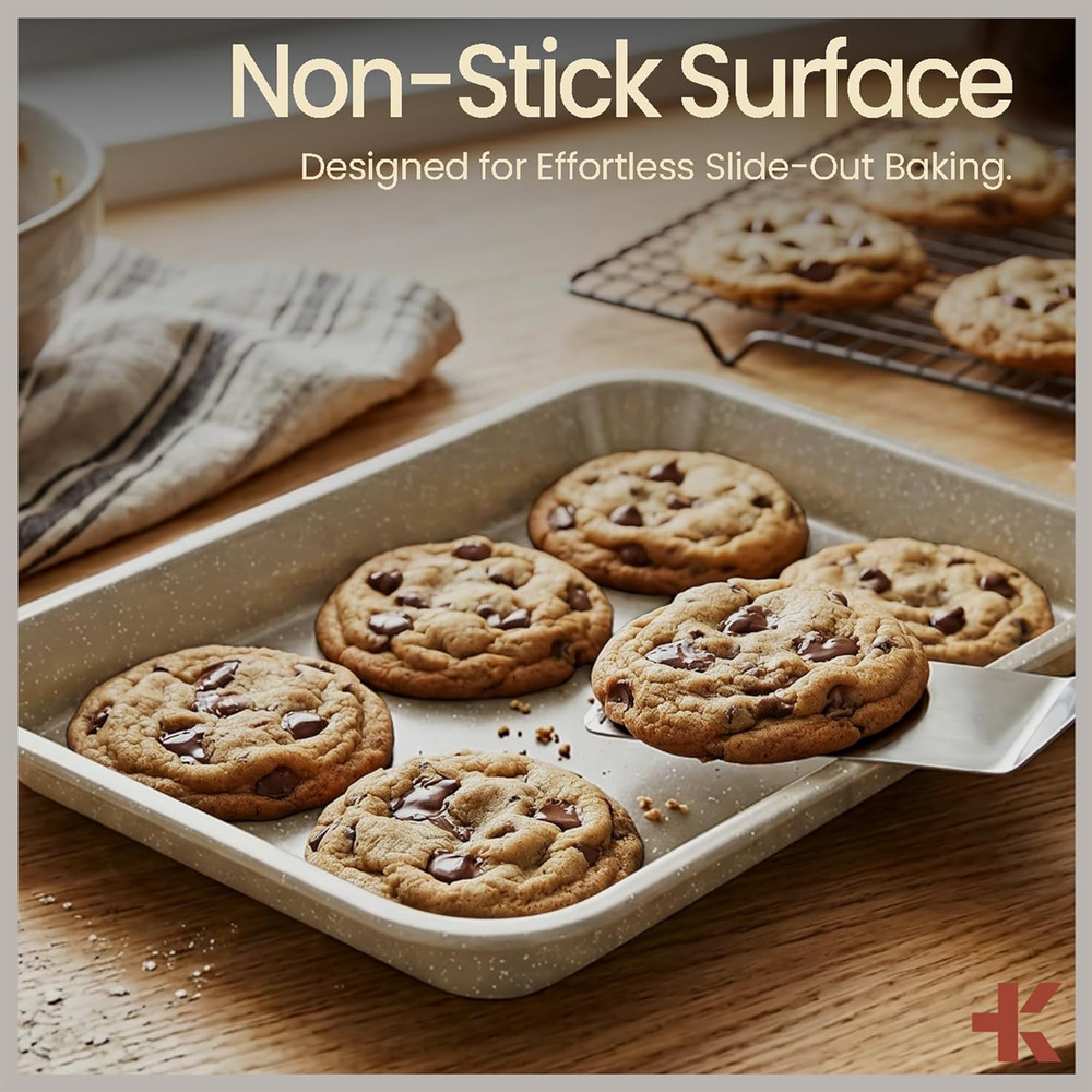 Bakken 4-Piece Bakeware Sets, Nonstick Carbon Steel Baking Sheet, Stackable Spac