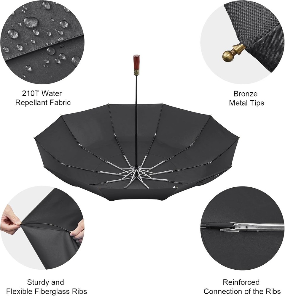 54 Inch Large Compact Windproof Golf Umbrella Rain Oversized Auto Open Close