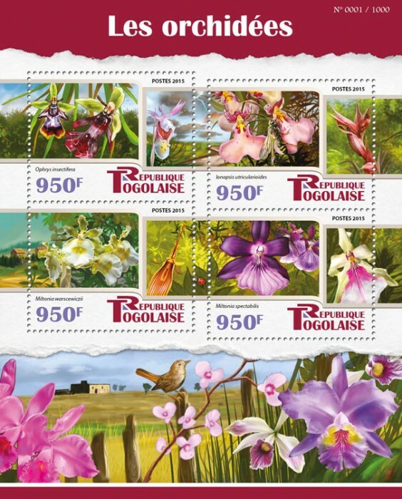 2015 TOGO MNH. ORCHIDS  |  Y&T Code: 4782-4785  |  Michel Code: 6988-6991