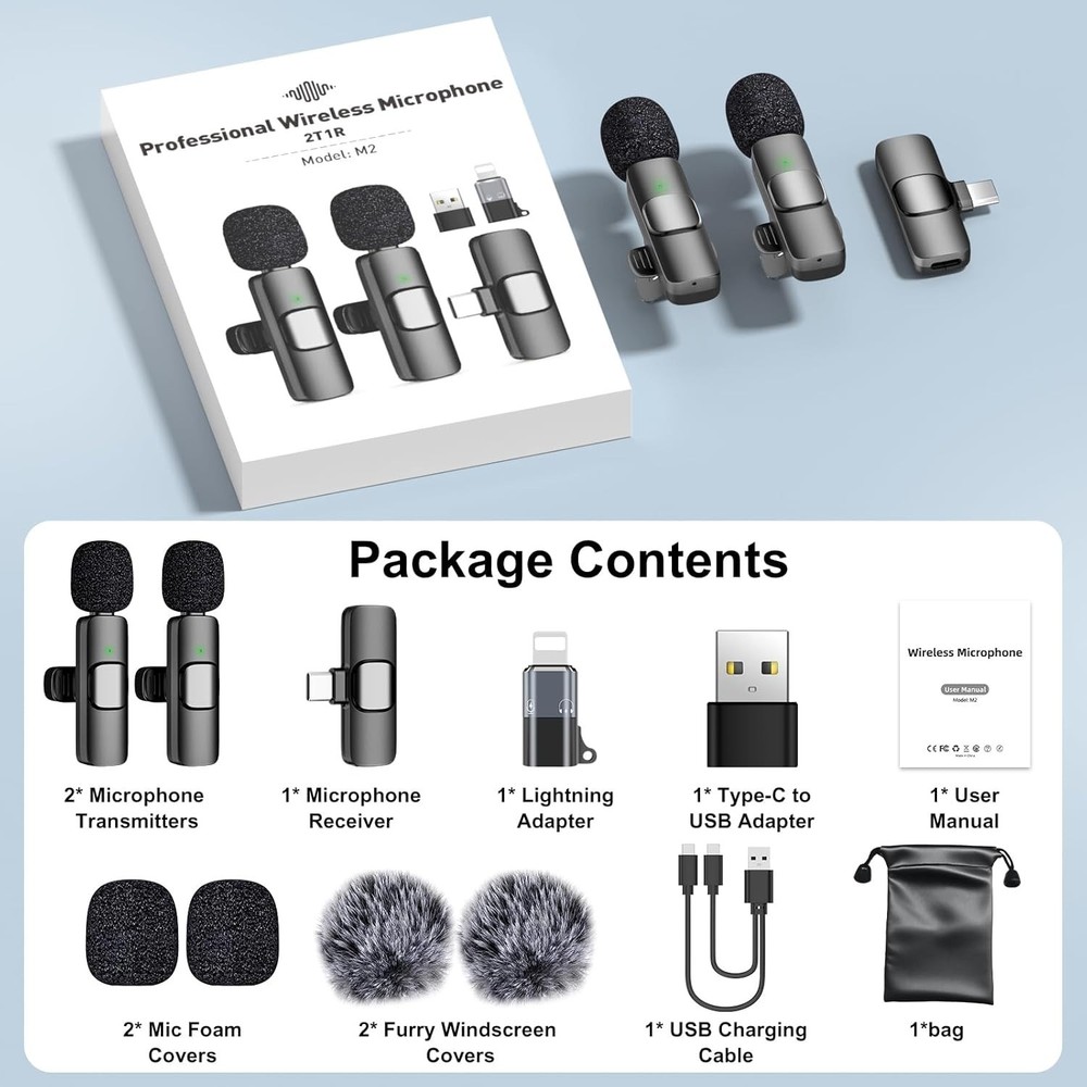 Compact Wireless Lavalier Mic for Content Creators - iPhone & Android Compatible