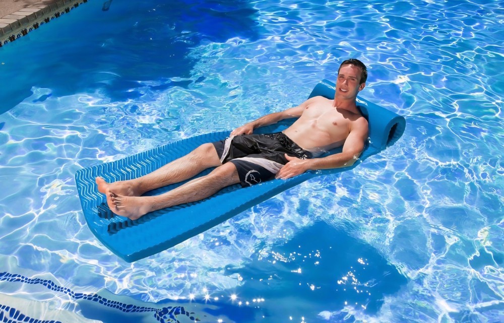 Poolmaster 2 Pack 1.5" Thick Vinyl Swimming Pool Float Mat, Blue(Open Box)