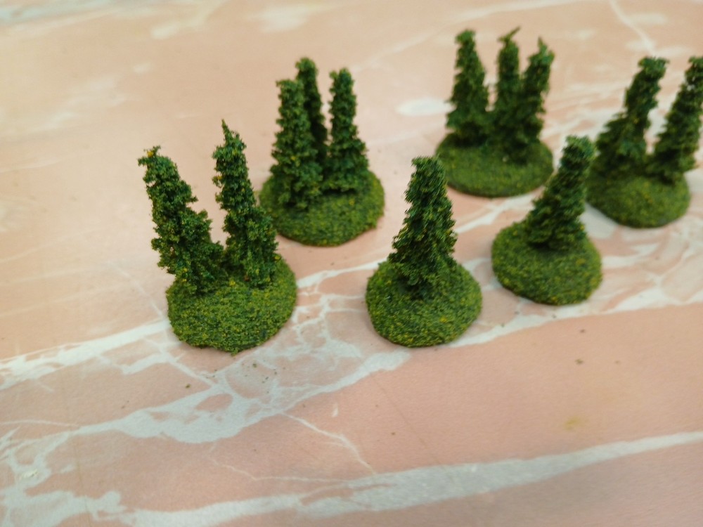 12 based Landscape Model Micro Flocked Pine Tree wargaming scenery terrain 1.5"