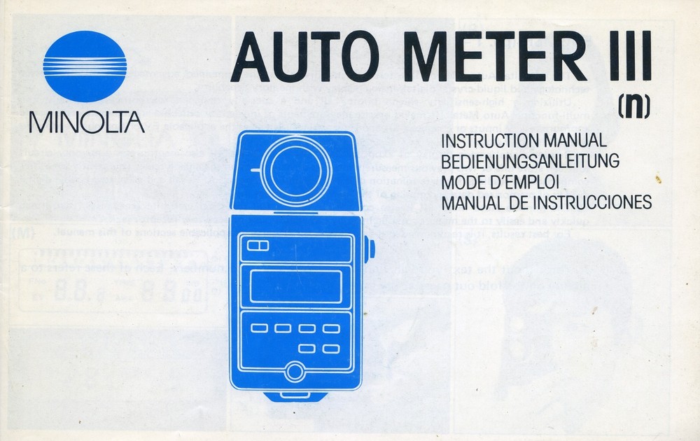 Minolta Auto Meter III Instruction Manual