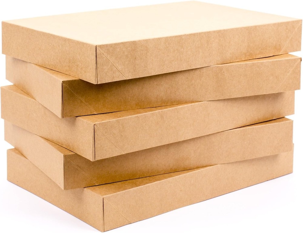 Hallmark Medium Gift Boxes with Lids (5 Shirt Boxes, Kraft) for Brown