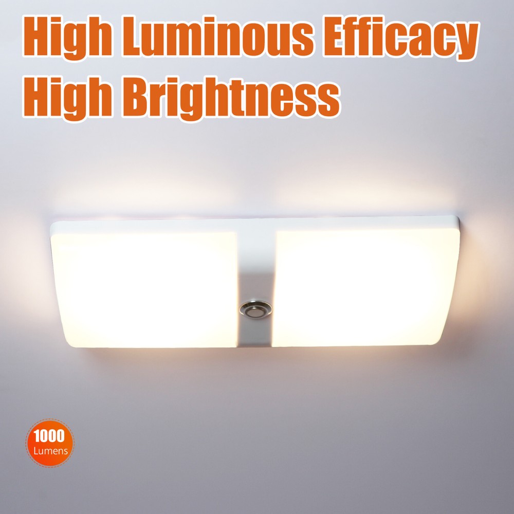 Facon 2PKS 12V 1000Lumens LED RV Dimmable Ceiling Dome Light For Boat Trailer