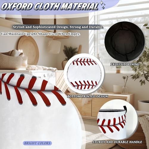 Baseball Texture Laundry Basket Foldable Funny Funny Baseball Texture Print