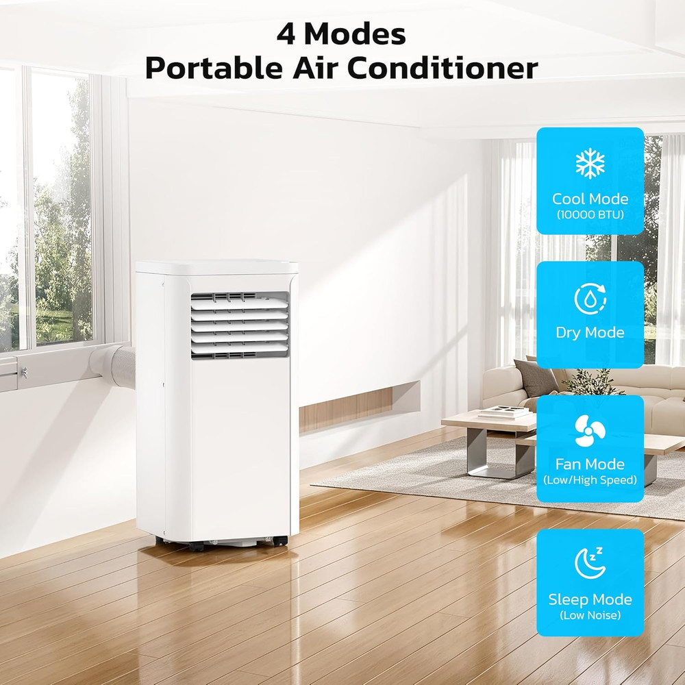 10000 BTU Portable Air Conditioners for Rooms up to 550 Sq.Ft, 4 Modes Portable