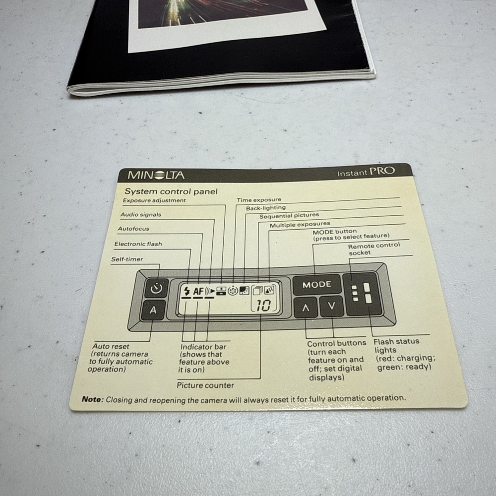Vintage Minolta Instant Pro Camera Manual Replacement