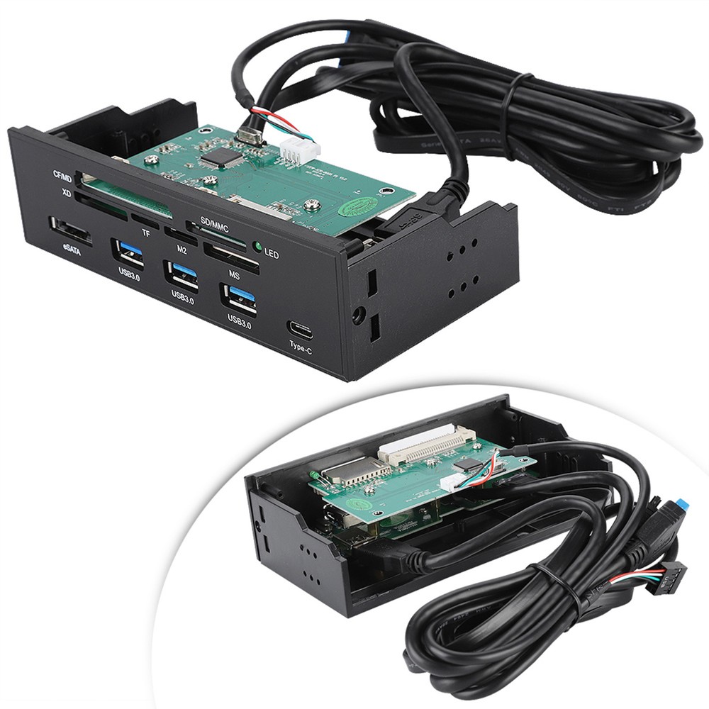 STW 5.25" Internal Media Memory Card Reader USB 3.0 Dashboard PC Front Fit