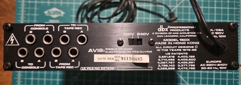 DBX 150X Type I 2 Channel Noise Reduction Unit Untested Powers On