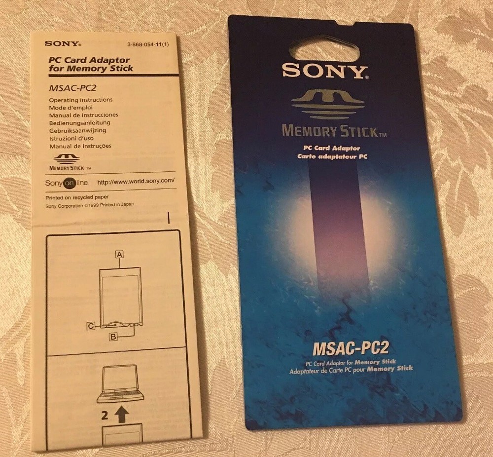 Sony PC Card Adaptor For Memory Stick Instructions Only