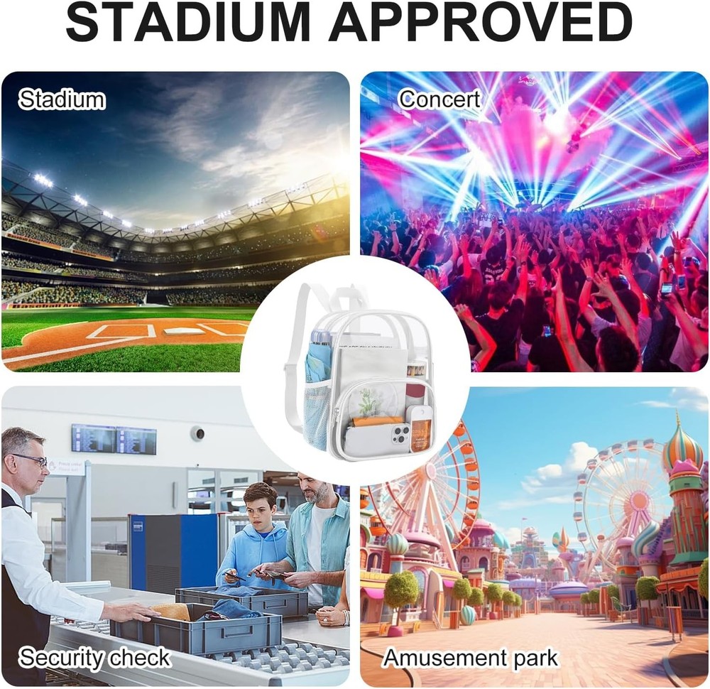 USPECLARE Clear Backpack for Stadium Events Small Medium, White