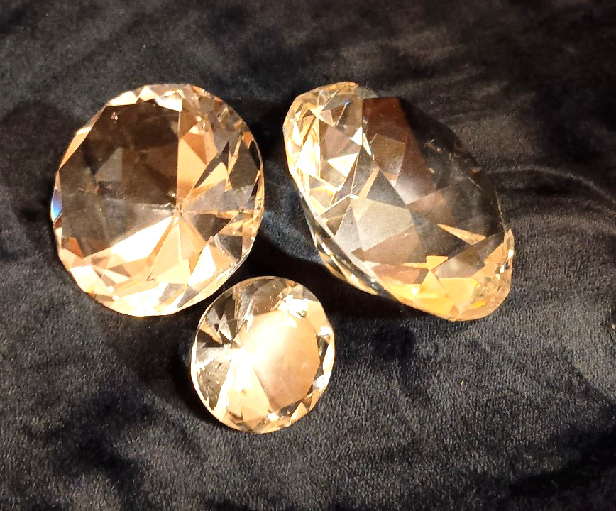 Huge Glass Diamonds SET OF THREE