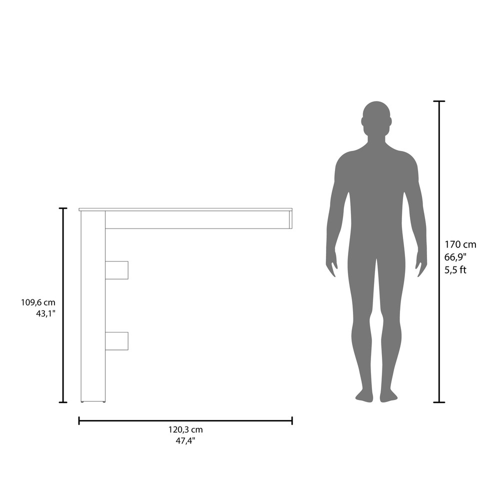Bar Table 43.1" H, 3 Shelves, White - Kitchen