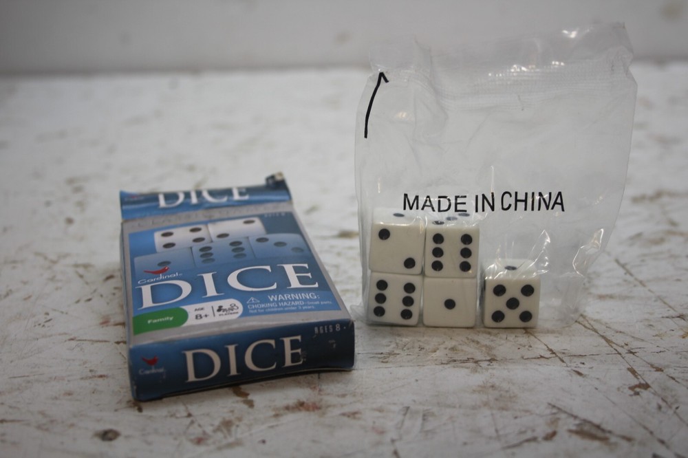 Cardinal 5 White Plastic Dice Size 5/8″ 16mm #770