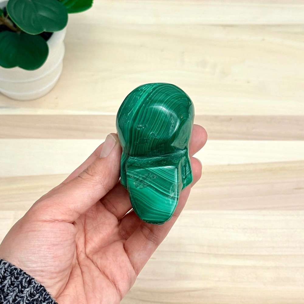 Malachite Skull Carving, 3.17 in.