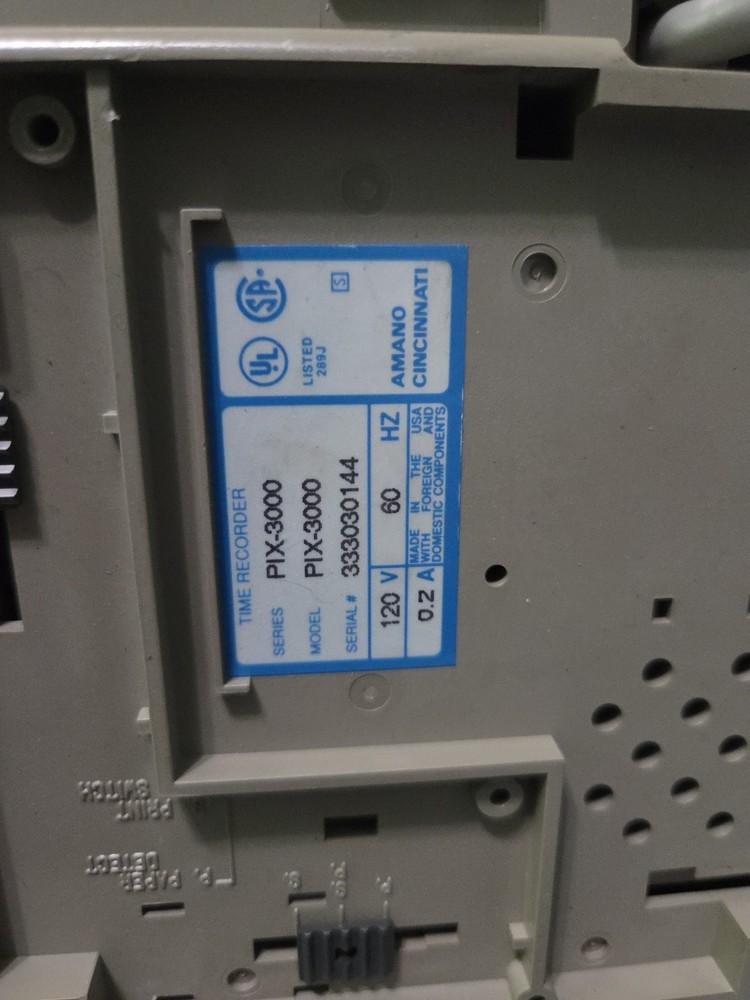 Amano Cincinnati PIX-3000 Time Recorder