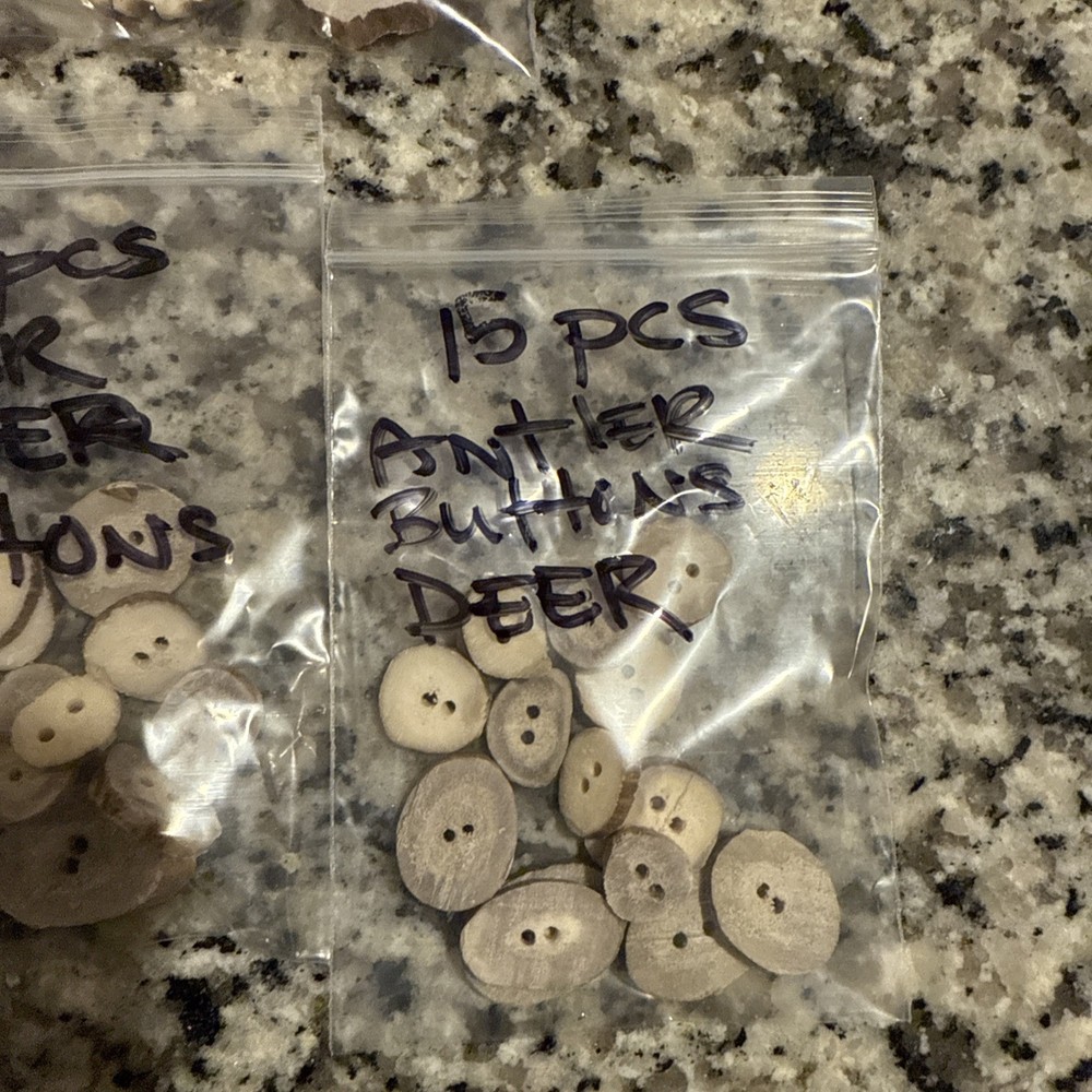 Deer Antler Buttons, 15 count